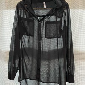 Black Button Down Sheer Blouse